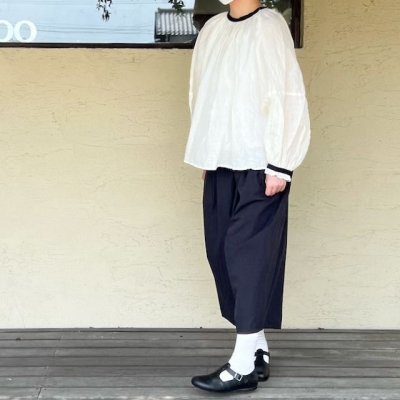 画像1:  SALE!30%OFF!  Gauze#/ガーゼ　 バイカラー2WAYギャザーブラウス