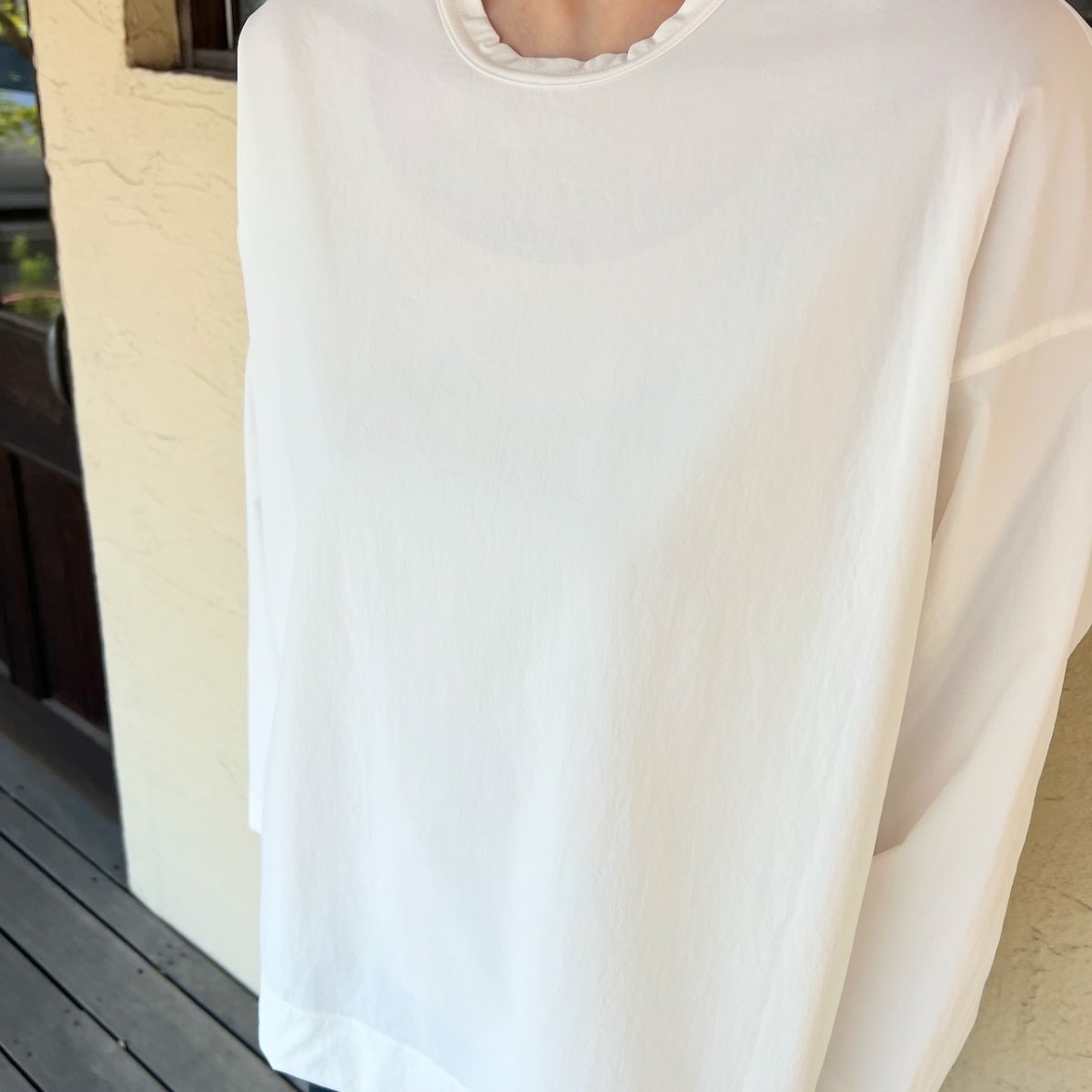 画像4: NO CONTROL AIR/ノーコントロールエアー  ストレッチポリエステル・マットタイプライター クルーネックプルオーバー  オフホワイト・ブラック (4)