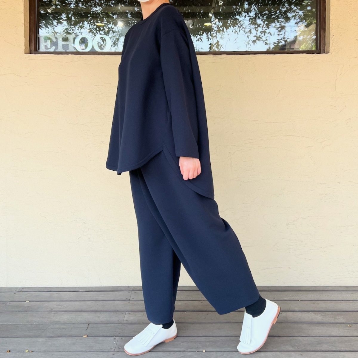 画像5: NO CONTROL AIR/ノーコントロールエアー　 ポリエステル・ドレープダブルクロス　クルーネックプルオーバー　 ネイビー (5)