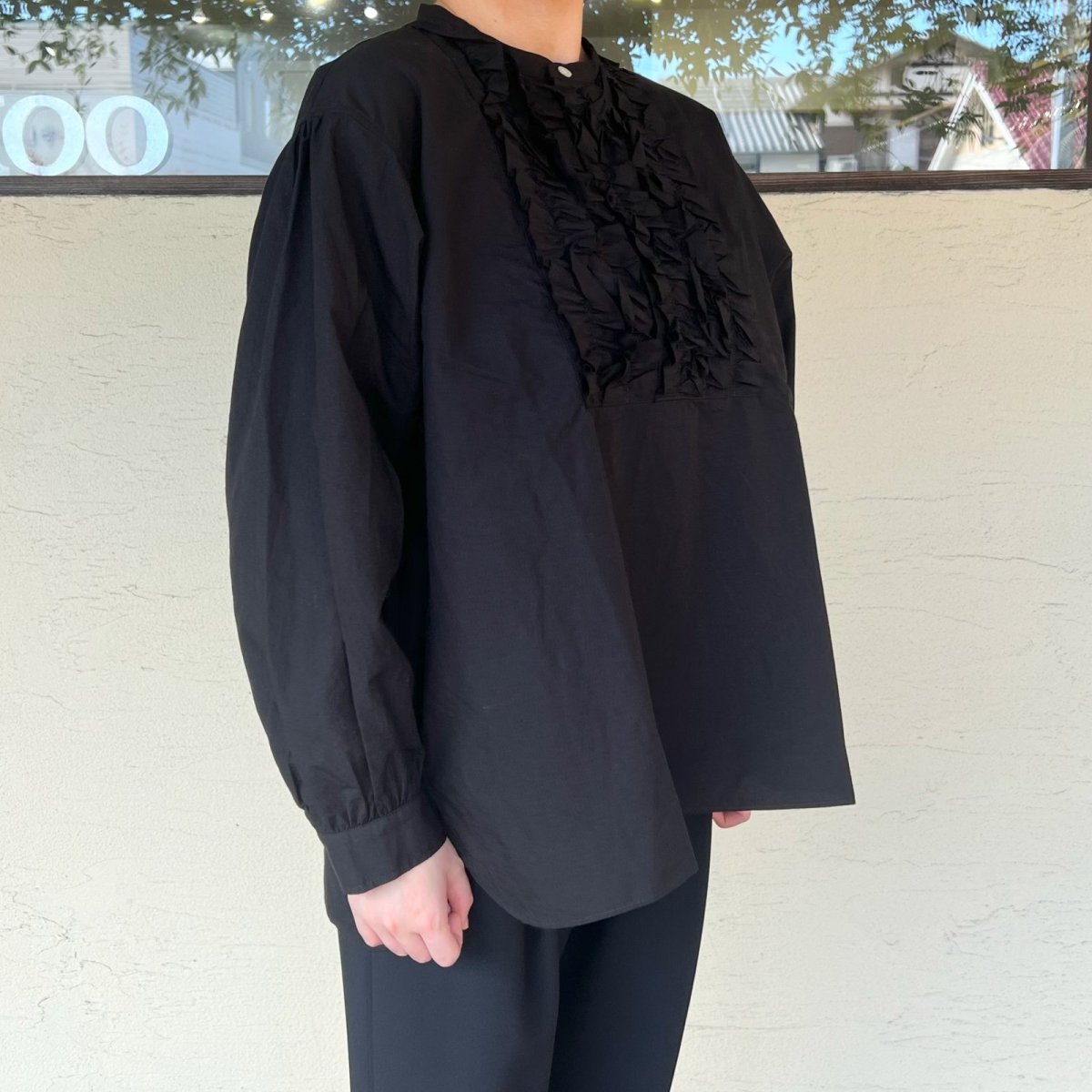 画像5: Gauze#/ガーゼ  コットンリネン ヴィヴィアンブラウス  ブラック (5)