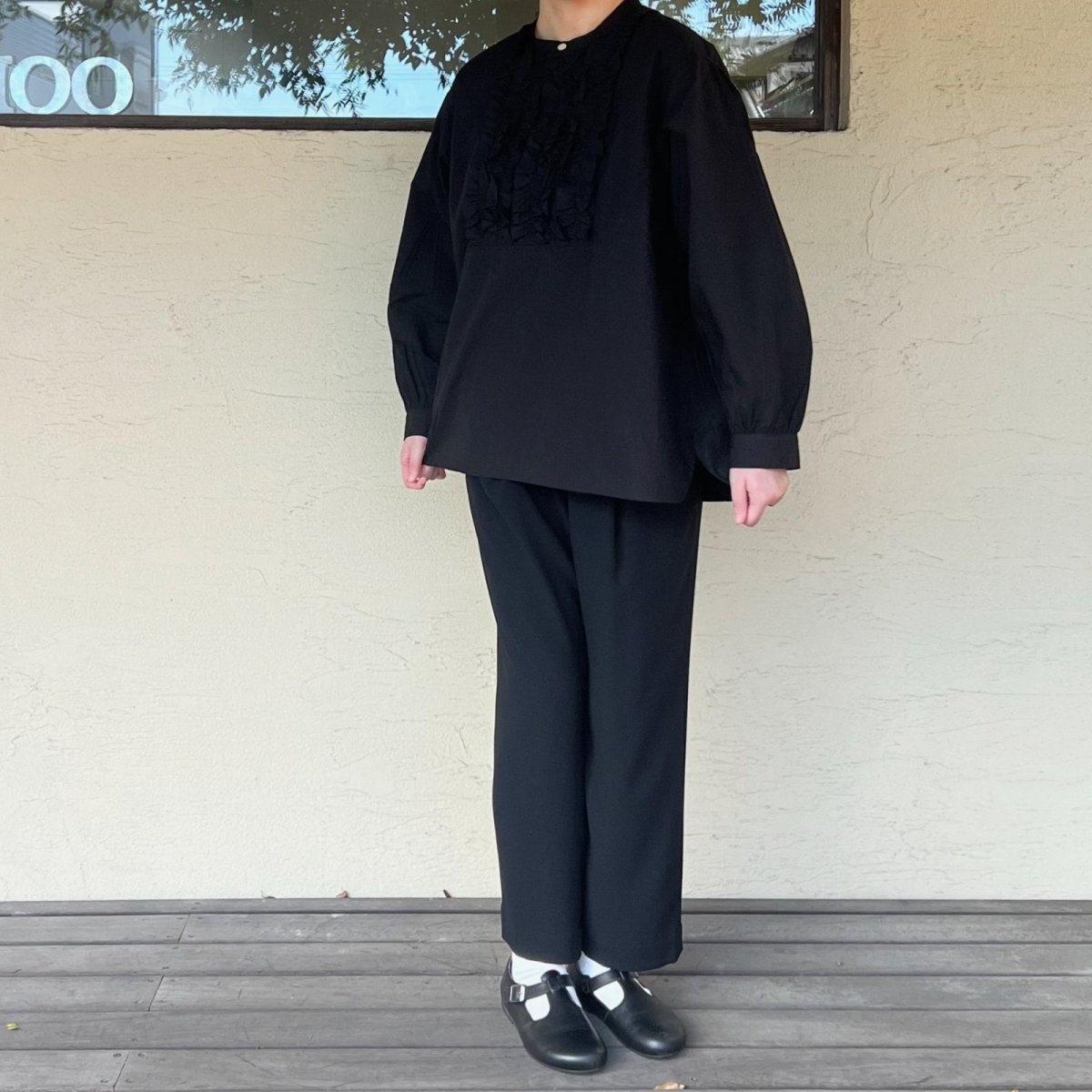 画像6: Gauze#/ガーゼ  コットンリネン ヴィヴィアンブラウス  ブラック (6)