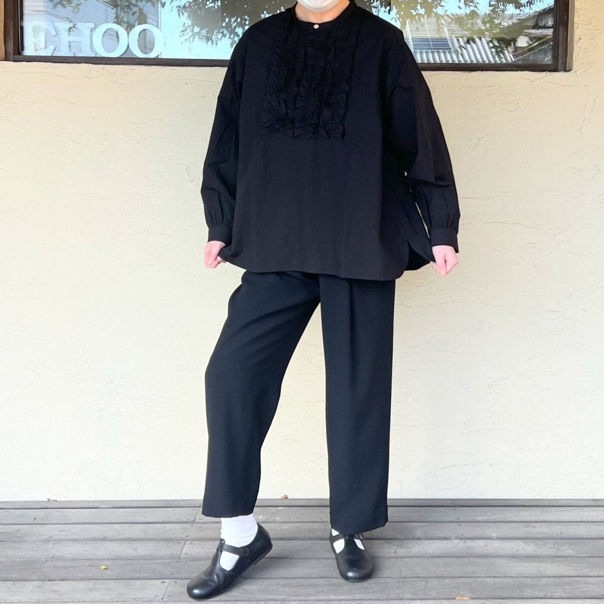 画像9: Gauze#/ガーゼ  コットンリネン ヴィヴィアンブラウス  ブラック (9)