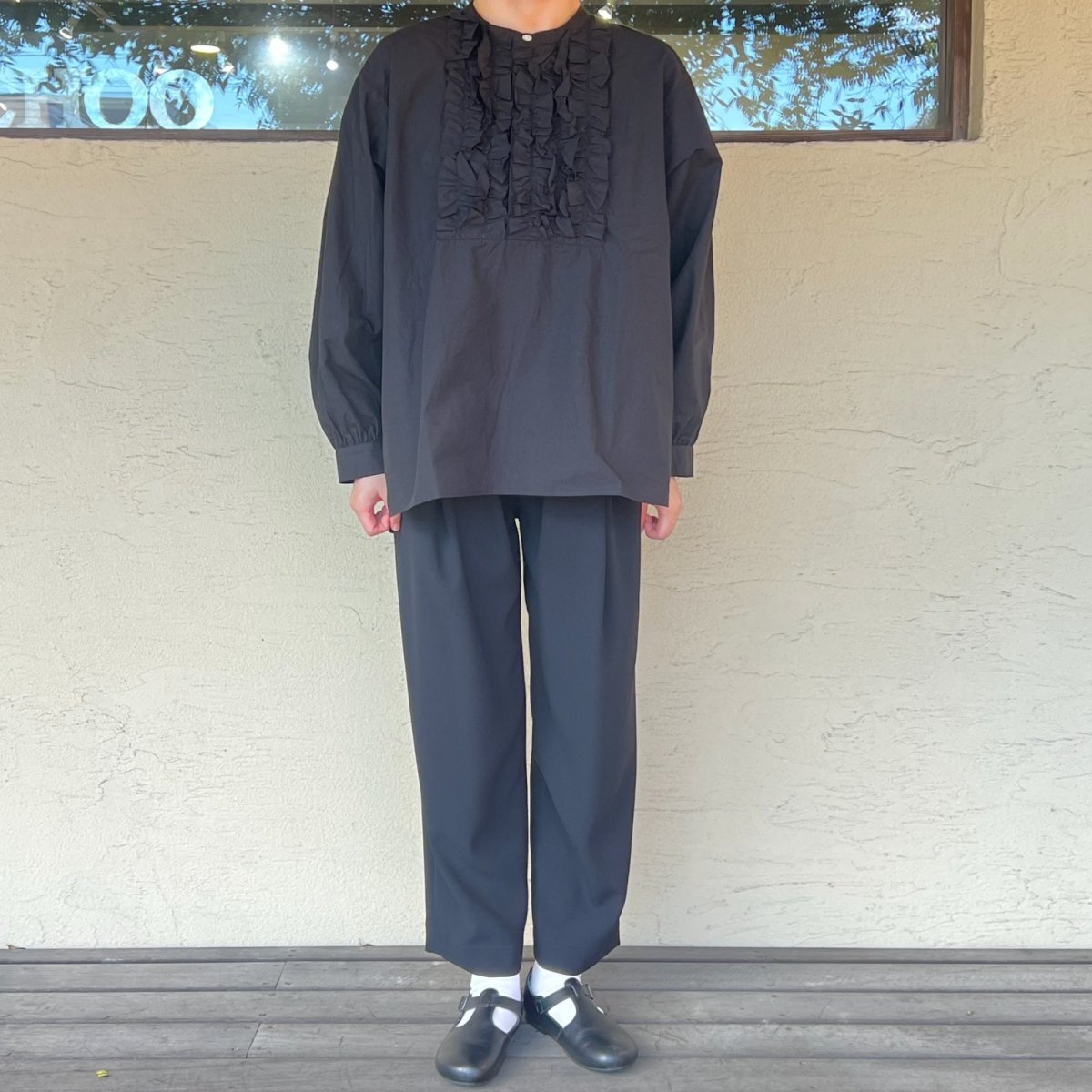 画像3: Gauze#/ガーゼ  コットンリネン ヴィヴィアンブラウス  ブラック (3)