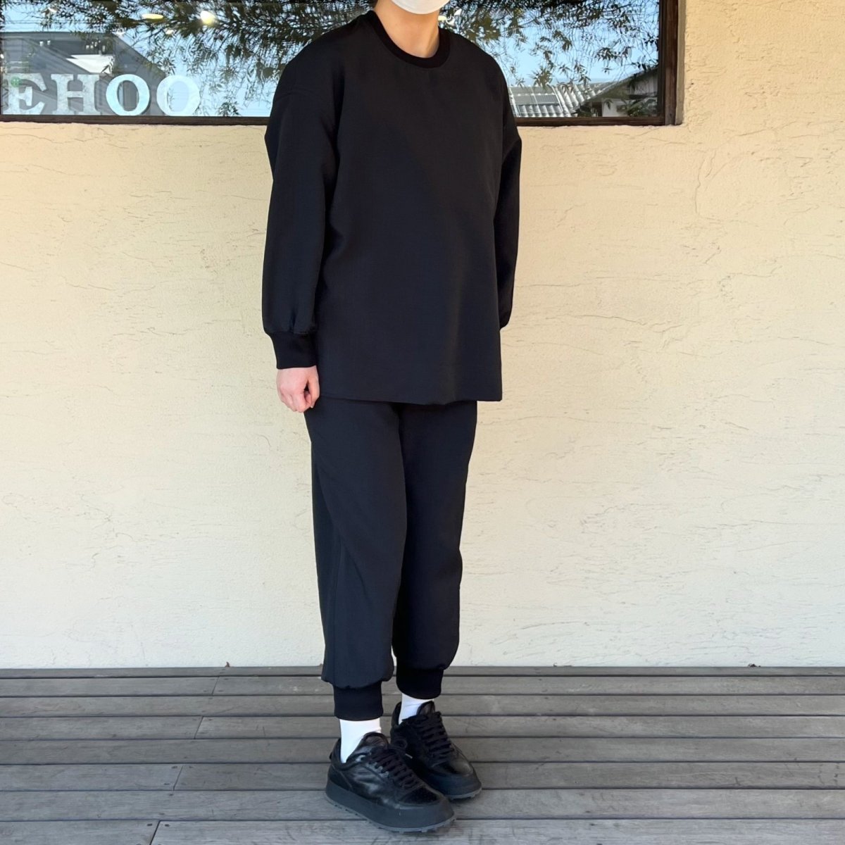 画像6: NO CONTROL AIR/ノーコントロールエアー　 マカロニポリエステル・タッサー オーバーサイズクルーネックプルオーバー　ブラック (6)