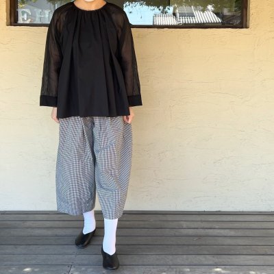 画像3: Gauze#/ガーゼ　 オーガンジースリーブブラウス　 ブラック