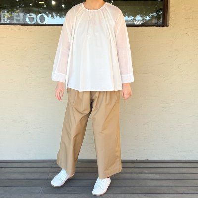 画像1: Gauze#/ガーゼ　 オーガンジースリーブブラウス　 ホワイト