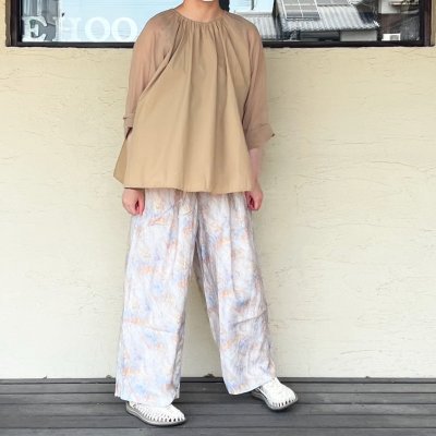 画像1: ROBE de PEAU／ローブデポー　  シルクミックス　マーブルパターンワイドパンツ