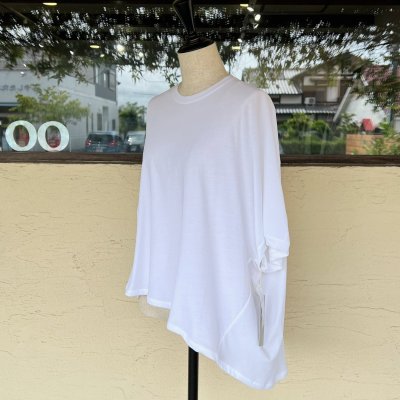 画像2: 1dozen／1ダース　 ペーパーコットン　ドレープTシャツ　 チャコール・ホワイト・ネイビー