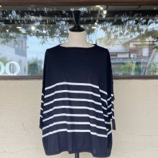 画像4: STAMP AND DIARY/スタンプアンドダイアリー　 クールコットン　ボートネックワイドニット　 ホワイト・ブラック (4)