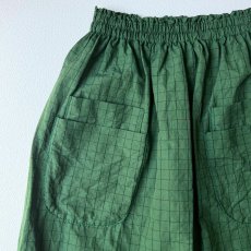 画像2: homspun/ホームスパン　 コットンリネンチェック　Wポケットギャザースカート　 グリーンチェック (2)