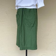 画像5: homspun/ホームスパン　 コットンリネンチェック　Wポケットギャザースカート　 グリーンチェック (5)