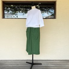 画像4: homspun/ホームスパン　 コットンリネンチェック　Wポケットギャザースカート　 グリーンチェック (4)