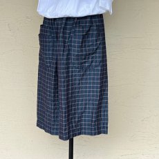 画像7: homspun/ホームスパン　 コットンリネンチェック　Wポケットギャザースカート　 ネイビーチェック (7)