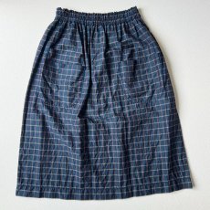 画像4: homspun/ホームスパン　 コットンリネンチェック　Wポケットギャザースカート　 ネイビーチェック (4)