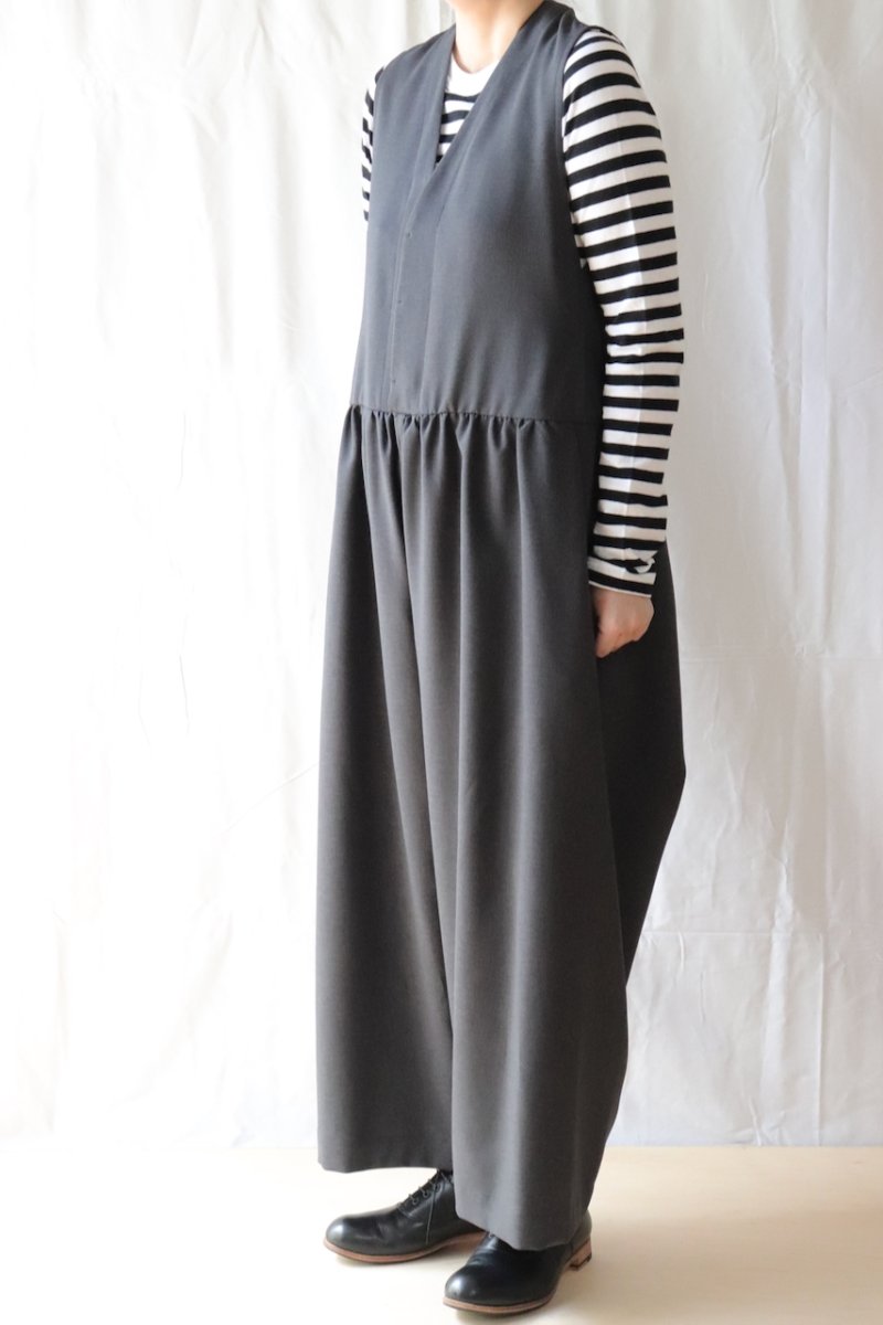 画像6: NO CONTROL AIR/ノーコントロールエアー　 ウエストギャザーワイドオーバーオール　 ブラック・グレー (6)