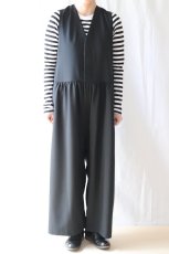 画像2: NO CONTROL AIR/ノーコントロールエアー　 ウエストギャザーワイドオーバーオール　 ブラック・グレー (2)