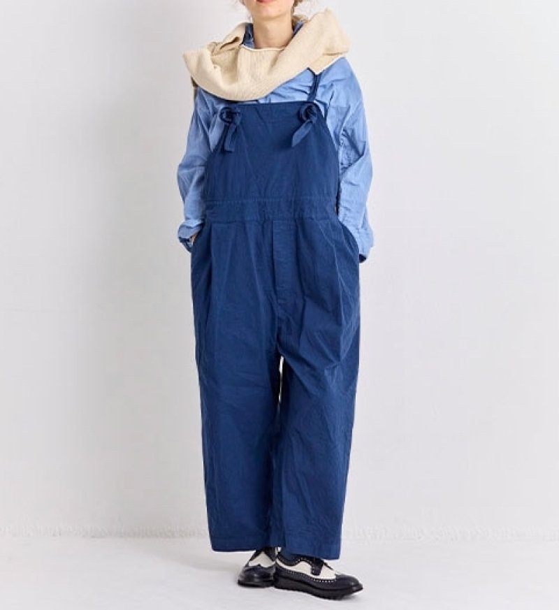 画像1: Veritecoeur/ヴェリテクール ガーメントダイ クロスバックオーバーオール ロイヤルブルー・グレー・ブラック