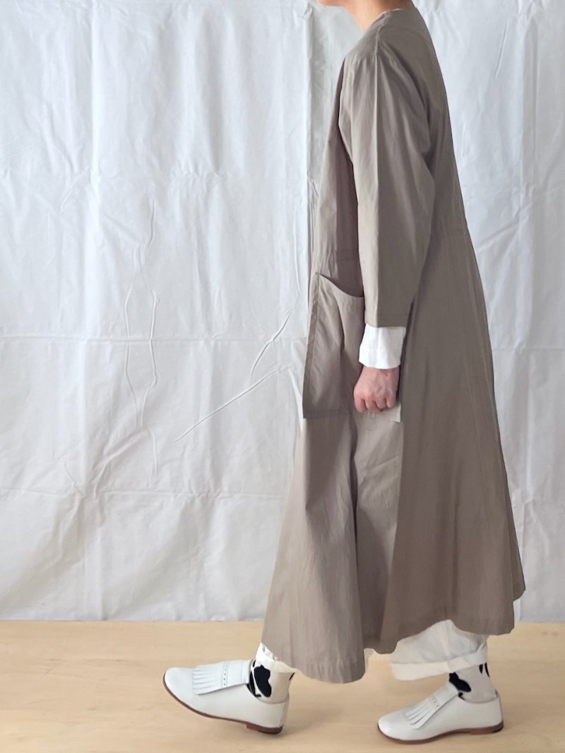 画像2: utilite/ユティリテ コットンポプリン コートワンピース グレージュ