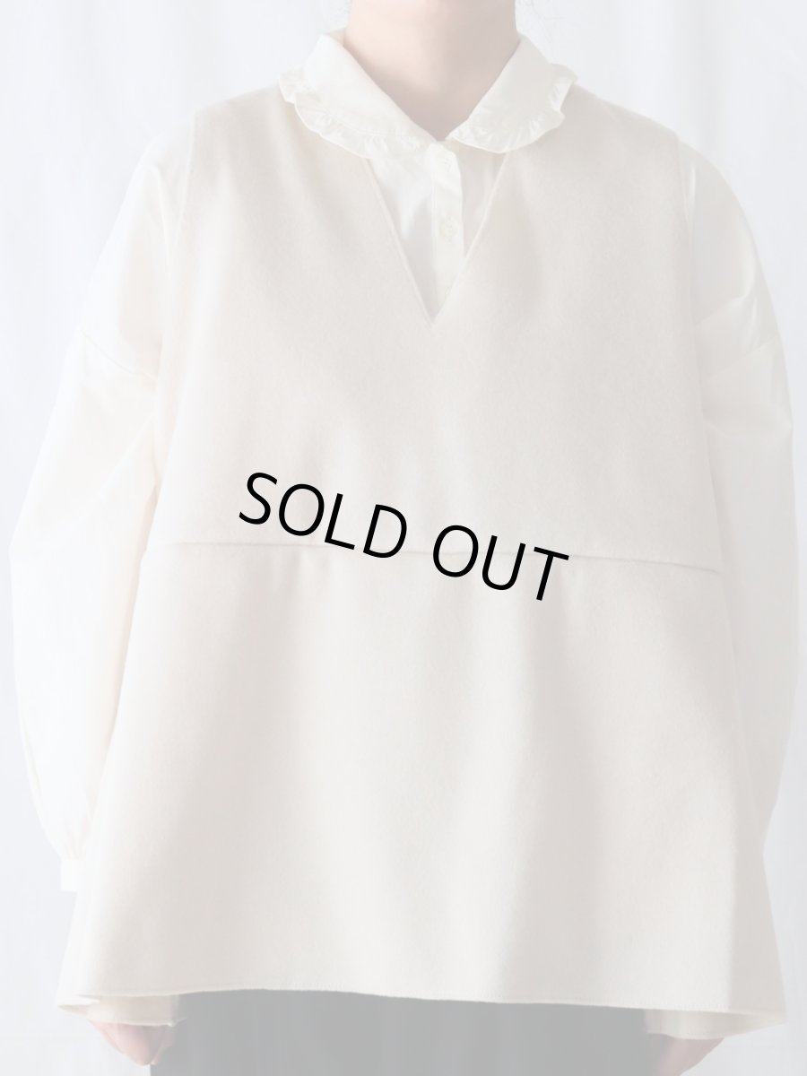 画像5: utilite/ユティリテ　 ウールレットシャギー Vネックサイドタックベスト　 ブラック・アイボリー (5)