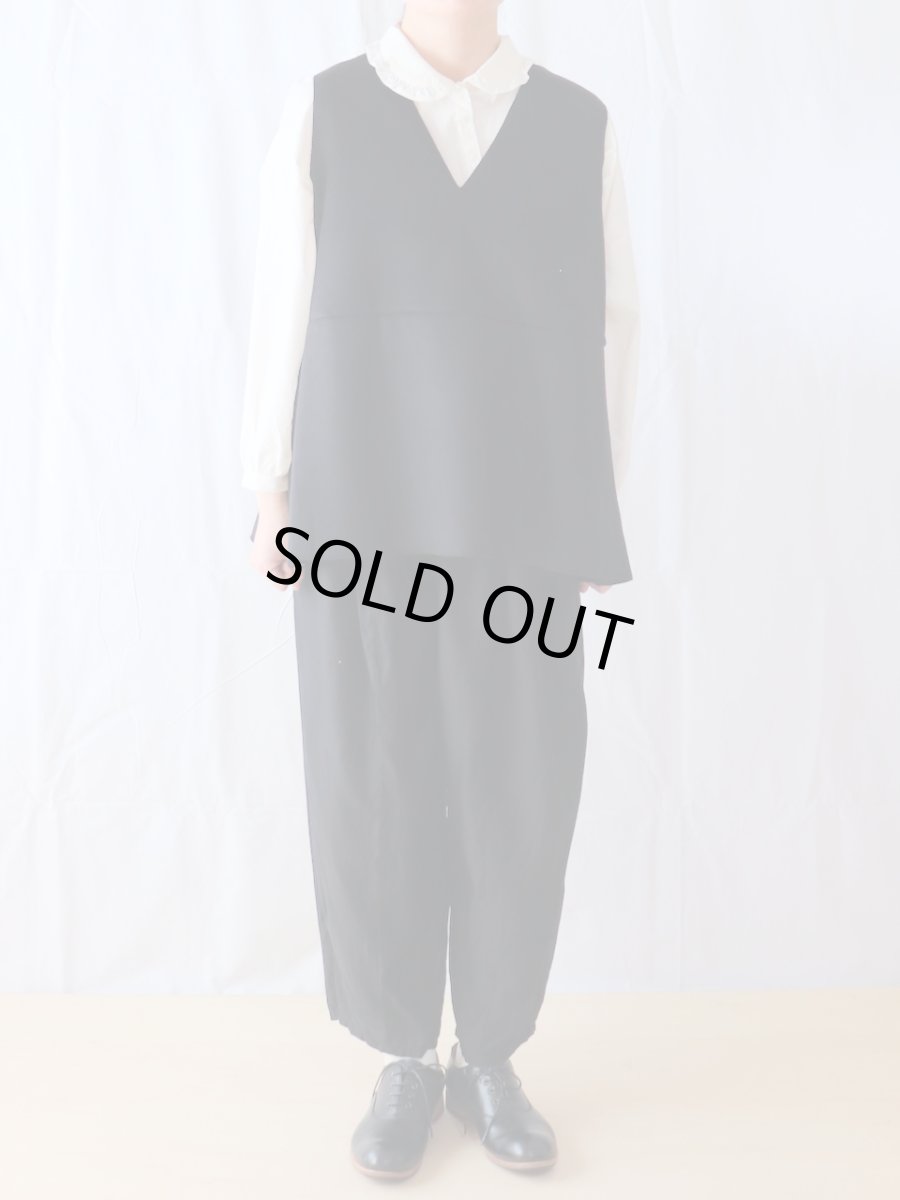 画像3: utilite/ユティリテ　 ウールレットシャギー Vネックサイドタックベスト　 ブラック・アイボリー (3)