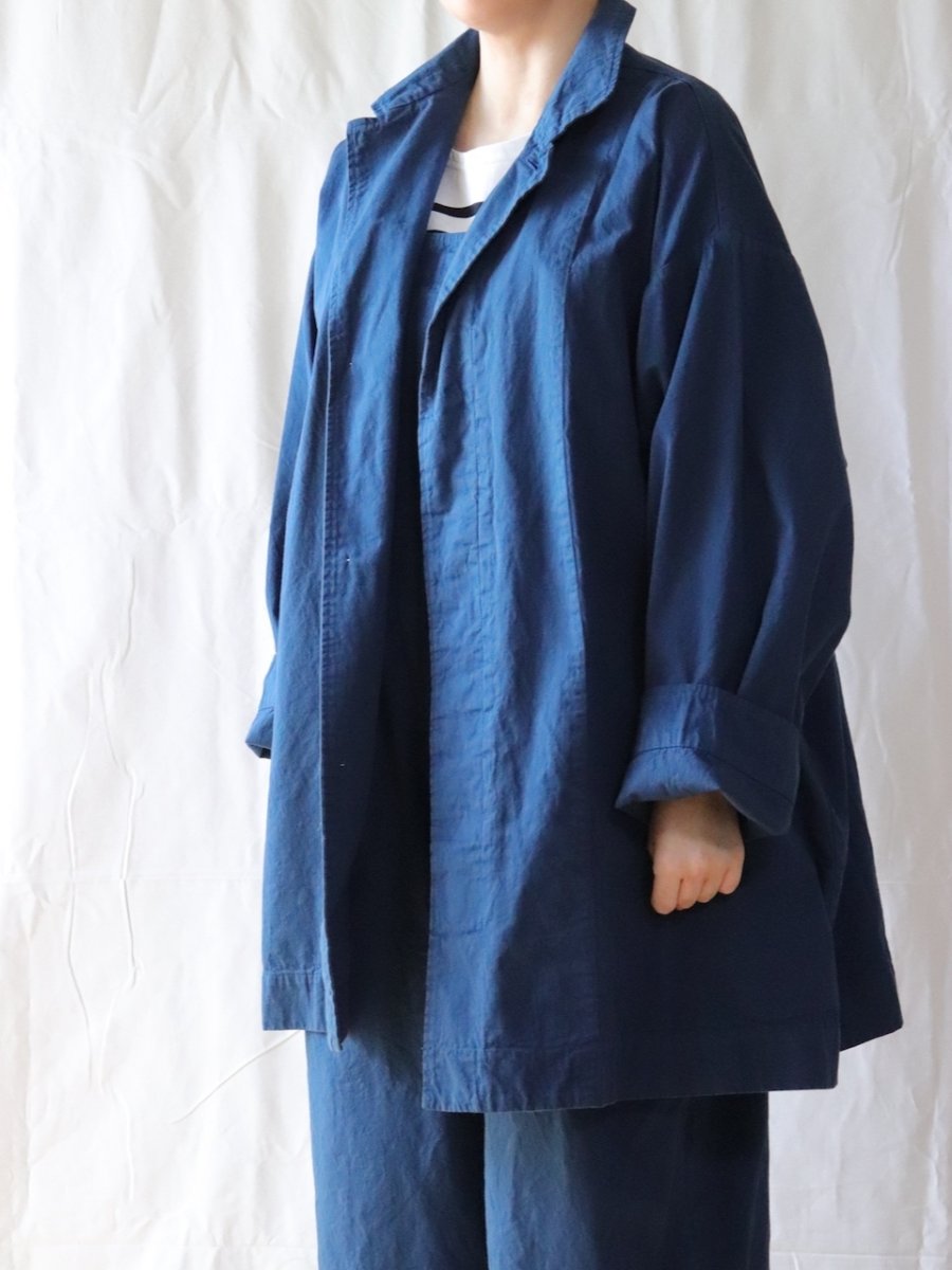 画像1: Veritecoeur/ヴェリテクール　 ガーメントダイショートコート　 ロイヤルネイビー (1)