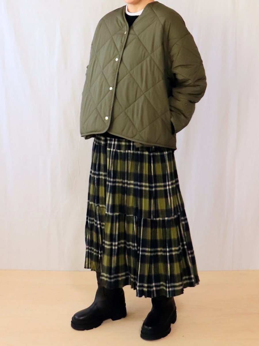 画像4: Rockmount/ロックマウント　 コットン フランネル しわ加工 ロングスカート　 オリーブ×ブラック (4)
