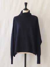 画像6: STAMP AND DIARY/スタンプアンドダイアリー　 ウールカシミヤ フィンガーホール付ワイドタートルプルオーバー　 ブルー・濃紺・ブラック (6)