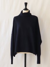 画像7: STAMP AND DIARY/スタンプアンドダイアリー　 ウールカシミヤ フィンガーホール付ワイドタートルプルオーバー　 ブルー・濃紺・ブラック (7)