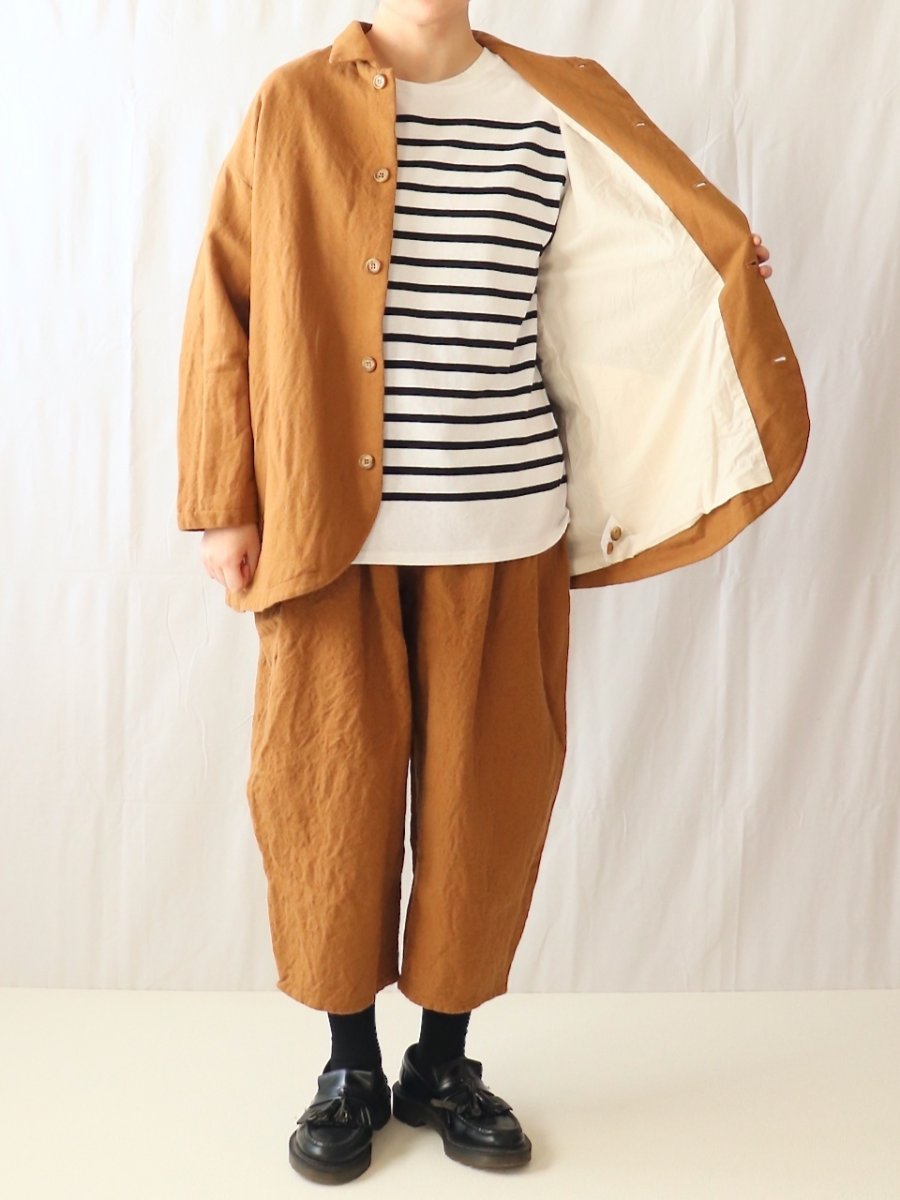 画像4: ROBE de PEAU/ローブデポー　 ウールジャケット　 キャメル・ホワイト (4)