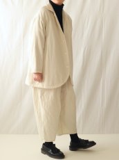 画像2: ROBE de PEAU/ローブデポー　 ウールタックパンツ　 ホワイト・キャメル・グレイッシュブルー (2)