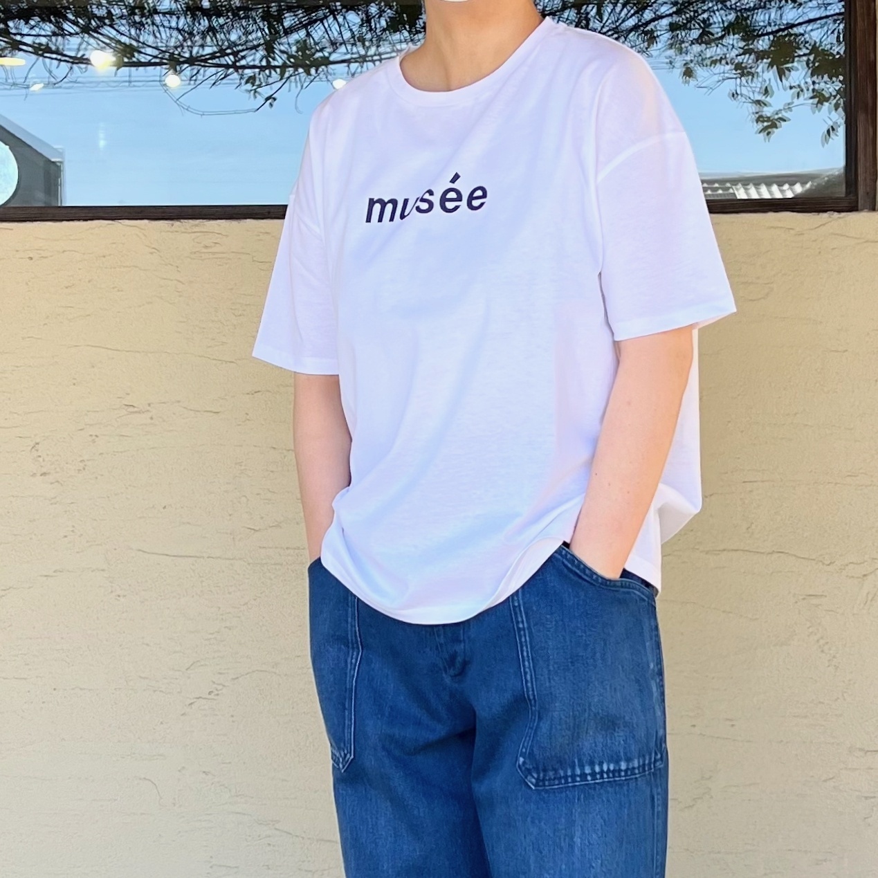 utilite/ユティリテ　プレミアムゴールド天竺 ロゴTシャツ-musee　ネービー・レッド