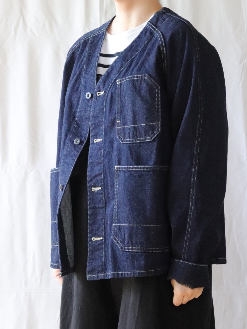 Veritecoeur/ヴェリテクール　ノーカラーデニムカバーオール